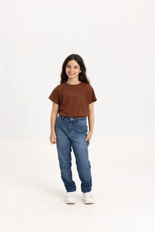 CAMISETA SLIM FIO 30 PENTEADA 51183I INFANTIL MARROM / 10A