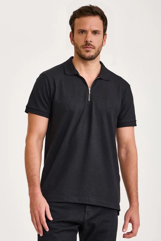 POLO ZIPPER PIQUET 6978 PRETO / M