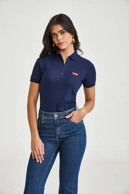 POLO SLIM PIQUET 27344 MARINHO / GG