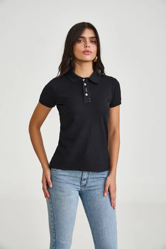 POLO SLIM PIQUET 27342 PRETO / G