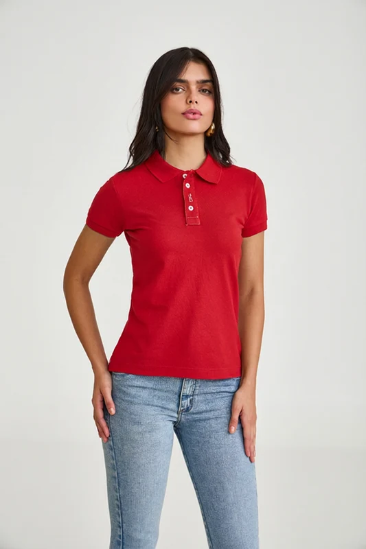 POLO SLIM PIQUET 27342 VERMELHO / P