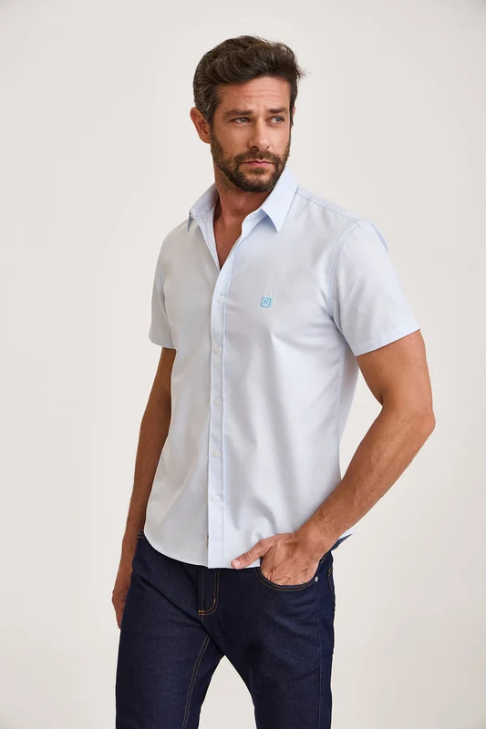 CAMISA CURTA SLIM TRICOLINE TECH 29439C AZUL CLARO / M