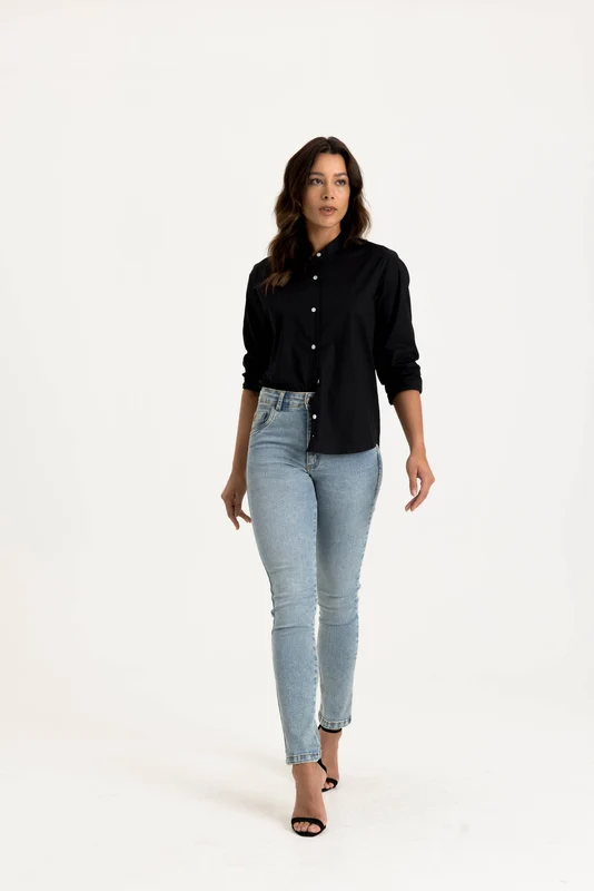 CAMISA LONGA REGULAR FLAME 12376L PRETO / P