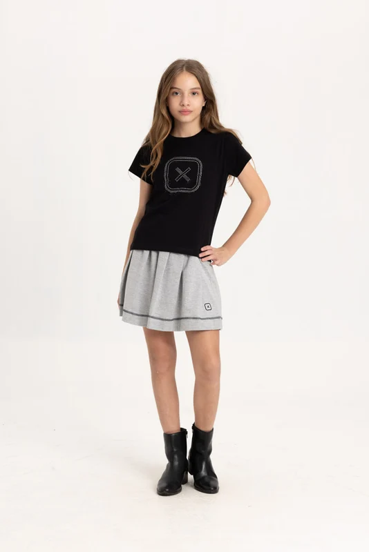 CAMISETA SLIM FIO 30 PENTEADA STRASS 511 INFANTIL BRANCO / 4A