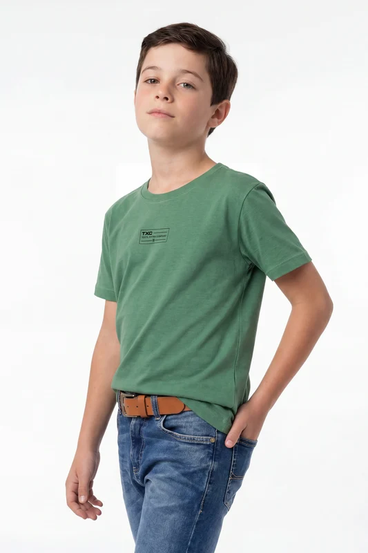 CAMISETA REGULAR FIO 30 PENTEADA 192634 INFANTIL VERDE / 4A