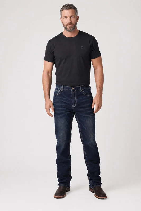 CALCA JEANS RELAXED FIT BOOT CUT DARK 18 JEANS / 38