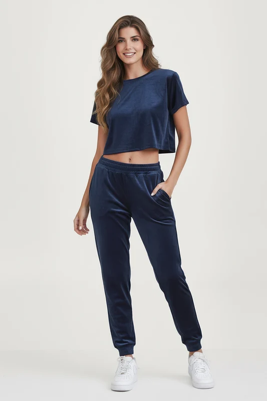 CALCA JOGGER AVELUDADA 25107 MARINHO / GG