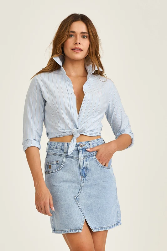 CAMISA SLIM SARJA 12278L LISTRADO / GG