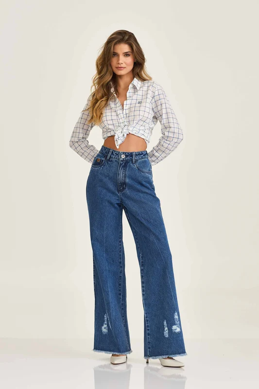 CALCA JEANS WIDE LEG RIGID 30180 JEANS / 38