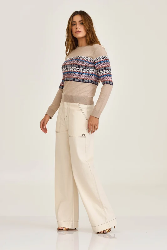 CALCA JEANS WIDE LEG RIGID 30169 OFF WHITE / 36