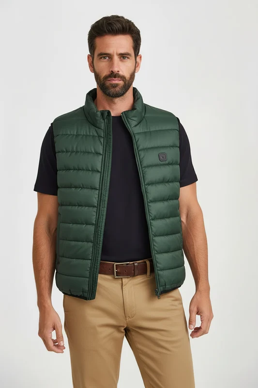 COLETE PUFFER POLIAMIDA COM ZIPER 5094 VERDE / G