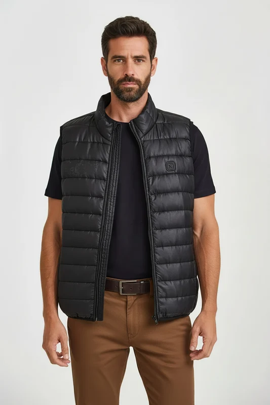 COLETE PUFFER POLIAMIDA COM ZIPER 5094 PRETO / GG
