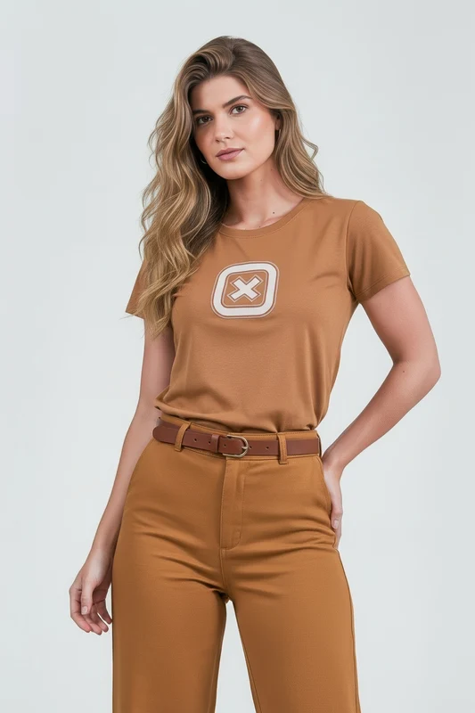 CAMISETA SLIM FIO 30 PENTEADA 51077 CARAMELO / P