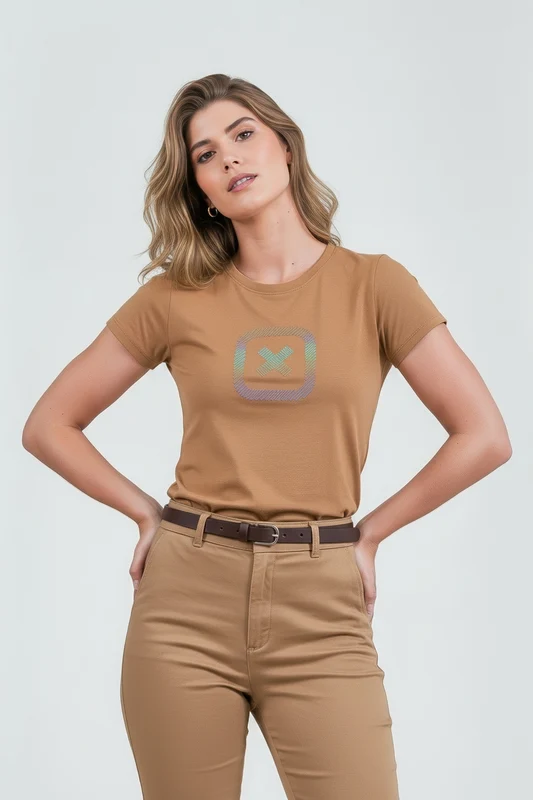 CAMISETA SLIM FIO 30 PENTEADA 51063 CARAMELO / GG