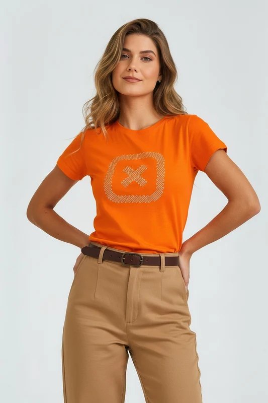 CAMISETA SLIM FIO 30 PENTEADA 51063 LARANJA / P