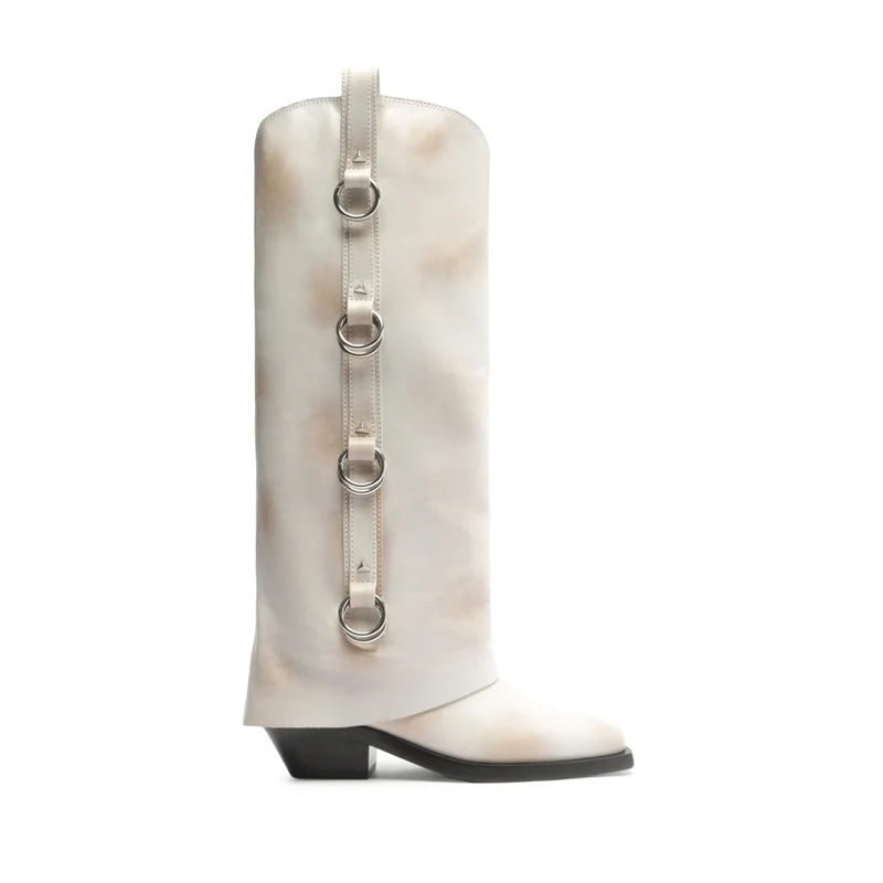 Zachy Up Cloak Leather Boot 5 / Beige / Leather