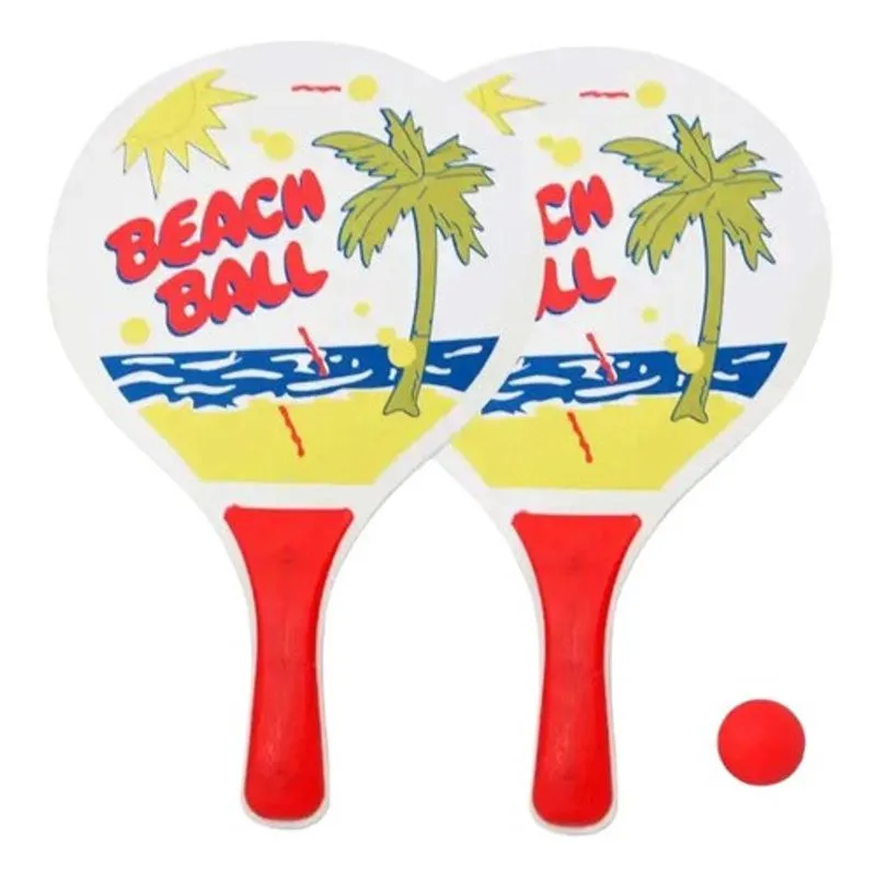Kit Frescobol Par De Raquete Beach Tenis Bolinha Verão Praia esporte diversão