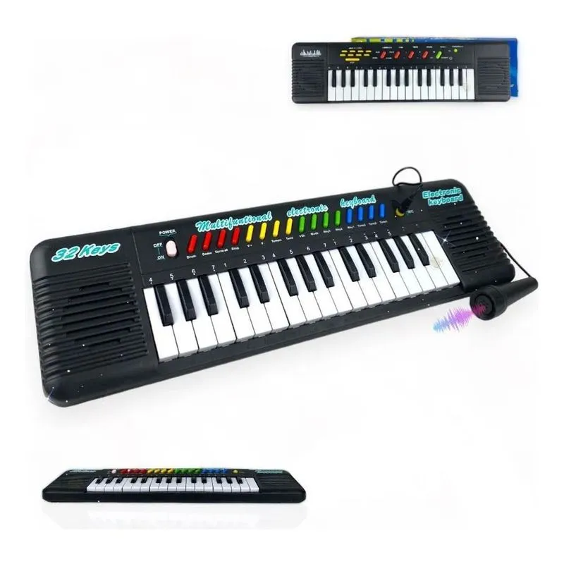 3x Brinquedo Teclado Infantil Karaokê Microfone Divertido Co
