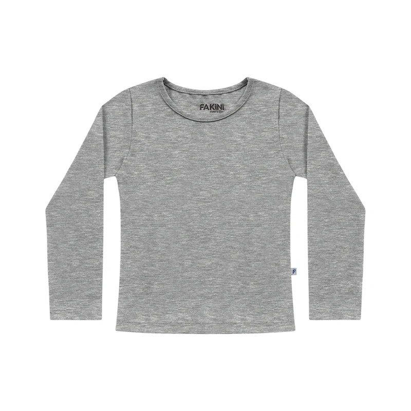 Camiseta Manga Longa Básica Fakini - Feminina 02 / Menina / Mescla