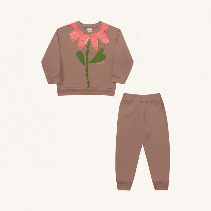 Conjunto Moletom Florida Fakini - Feminino 01 / Menina / Doce de Leite