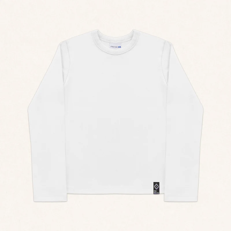 Blusinha Manga Longa Canelada Fakini Feminina 02 / Menina / Branco
