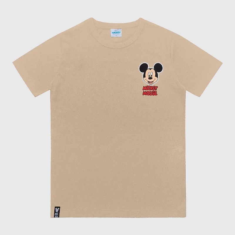 Camiseta Manga Curta Mickey Mouse Fakini Masculino 10 / Camelo