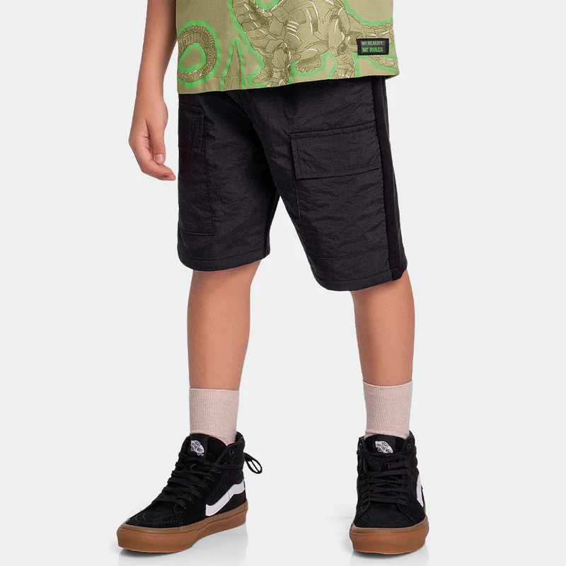 Bermuda Tactel e Moletinho Fakini Masculina 04 / Menino / Preto