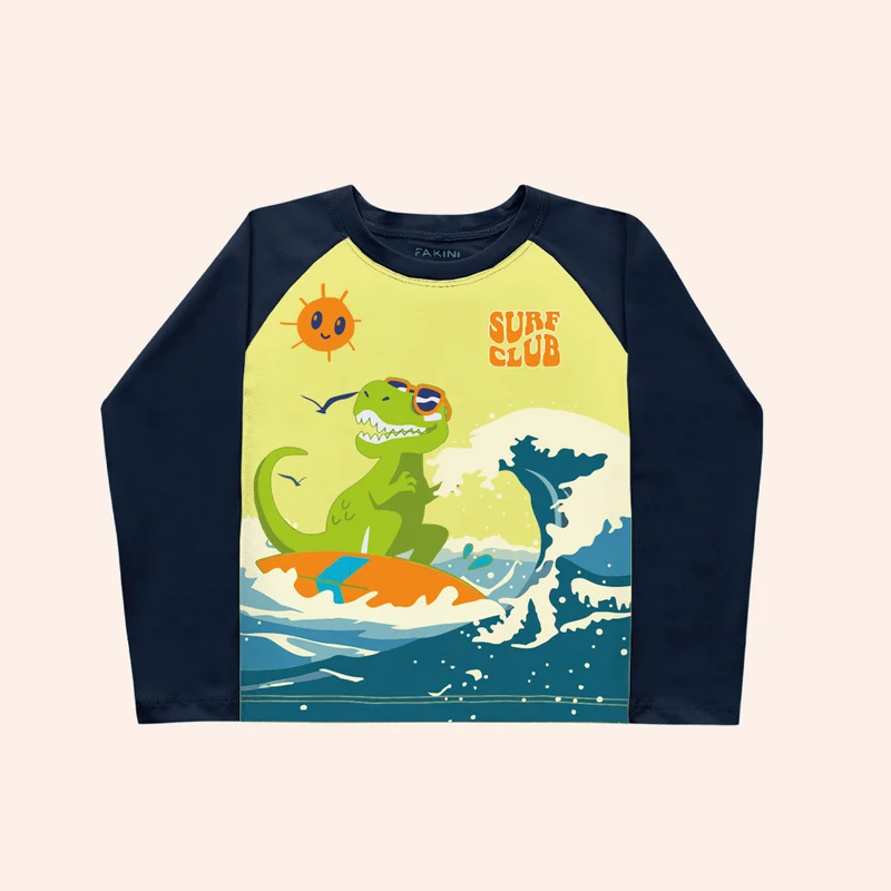 Camiseta Manga Longa Moda Praia Fakini Masculino 01 / Menino / Azul Marinho