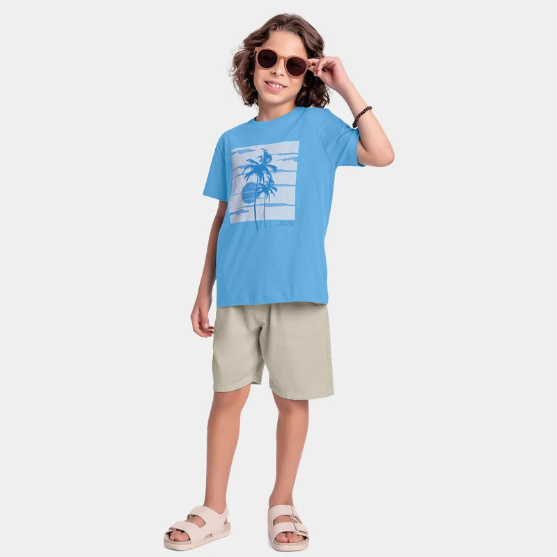 Conjunto Camiseta Manga Curta e Bermuda A Good Day Is A Summer Day Fakini Masculino 08 / Menino