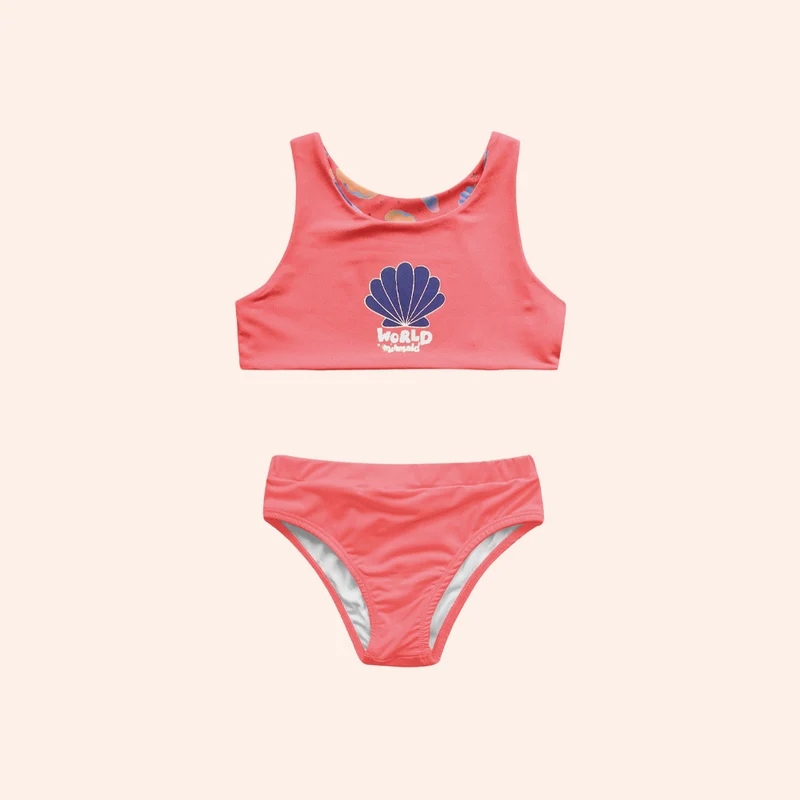 Conjunto Biquíni World Mermaid Dupla Face Fakini Feminino 06 / Menina / Coral
