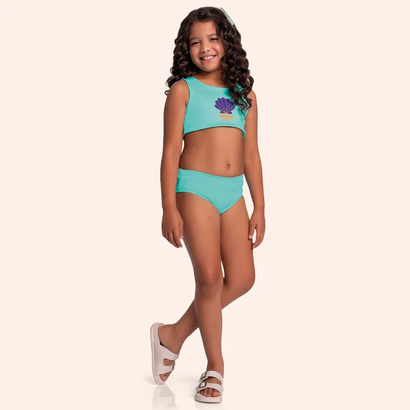 Conjunto Biquíni World Mermaid Dupla Face Fakini Feminino 08 / Menina / Coral