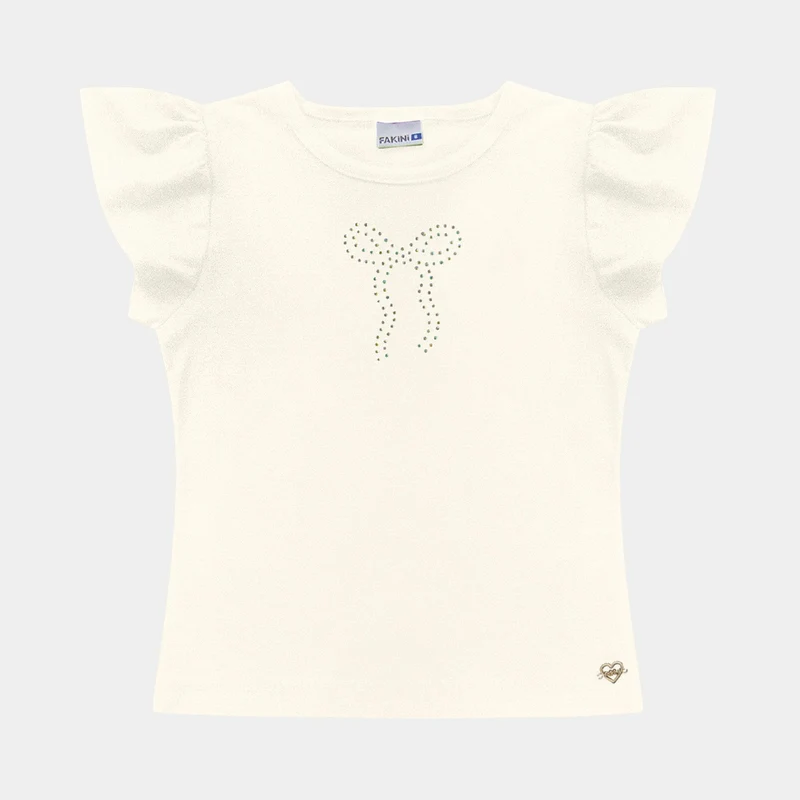 Blusa Manga Curta Laço Em Pedrinha Fakini Feminina 10 / Menina