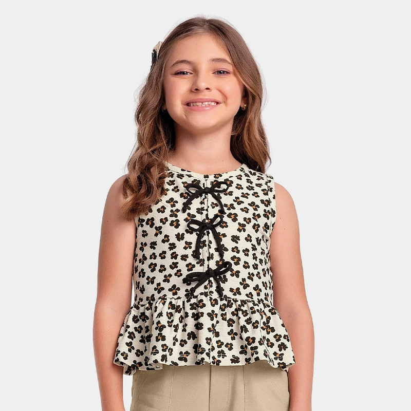 Regata Estampada Fakini Feminina - Marfim 10 / Menina