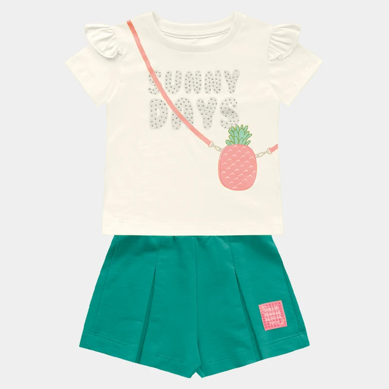 Conjunto Blusa e Shorts Sunnny Days Fakini - Menina 01 / Branco
