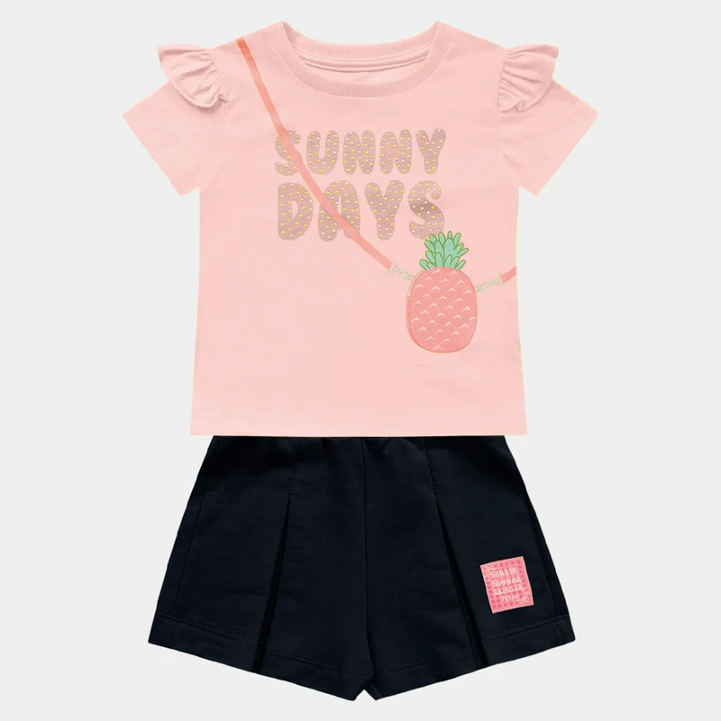 Conjunto Blusa e Shorts Sunnny Days Fakini - Menina 01 / Rosa