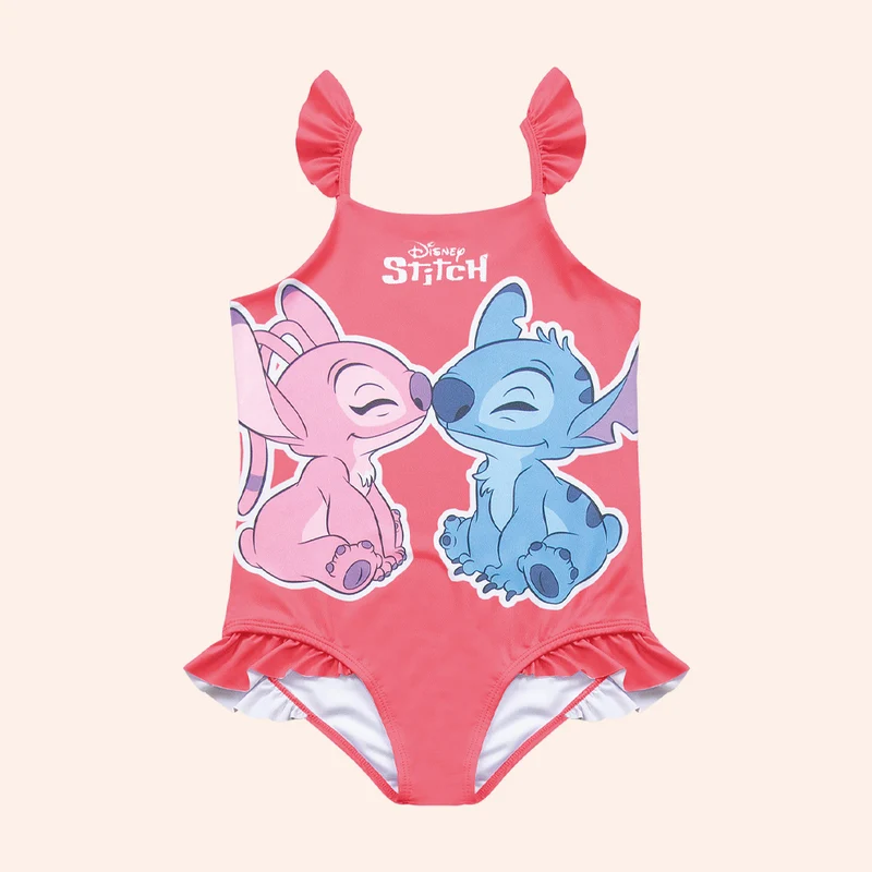 Maiô Lilo e Stitch Com Detalhes Em Babado Fakini Feminino 04 / Menina / Rosa
