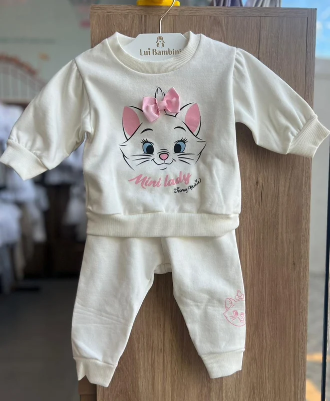 CONJUNTO BLUSÃO MANGA LONGA GATA MARIE E CALÇA MENINA FAKINI OFF / 6-9M