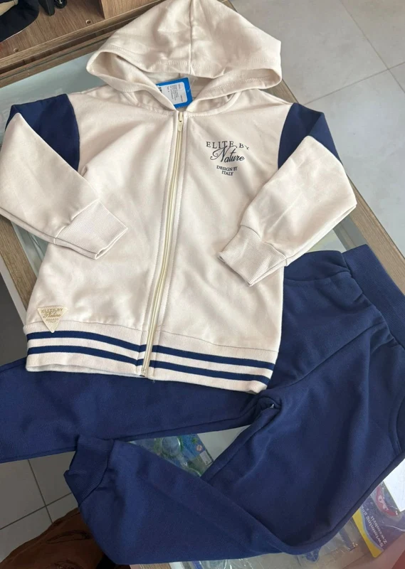 CONJUNTO JAQUETA MANGA LONGA ZÍPER CAPUZ ELITE BY E CALÇA MENINO FAKINI OFF/MARINHO / 10
