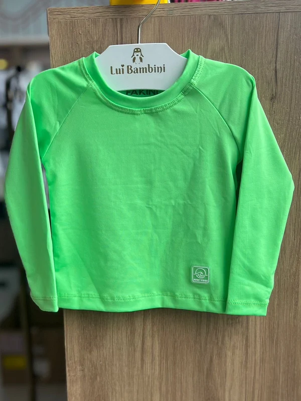 CAMISETA MANGA LONGA LISO BÁSICO PROTEÇÃO UV50+ UNISSEX MENINO MENINA FAKINI Verde / 14