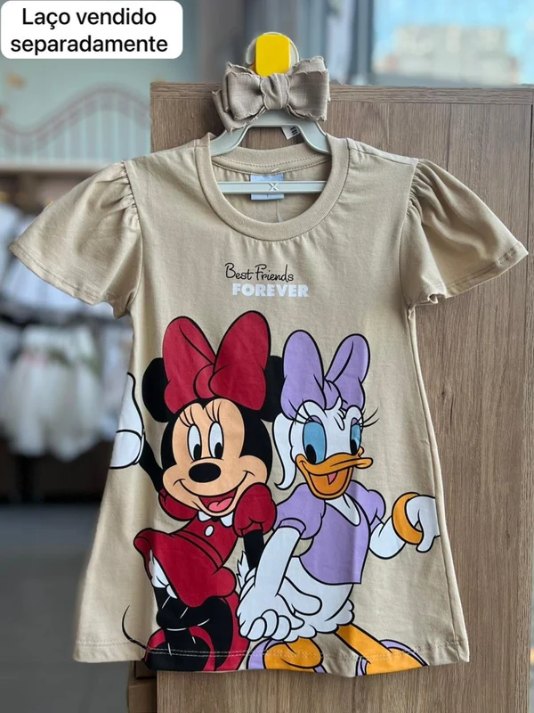 VESTIDO MANGA CURTA MINNIE E DAISY MENINA FAKINI Bege / 2