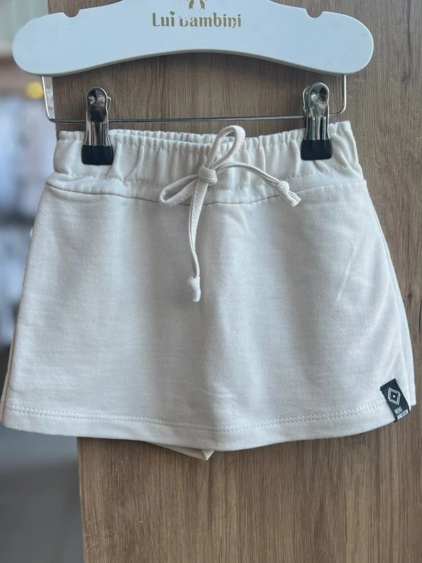 SHORT SAIA MINIMALISTA CORDÃO ELÁSTICO CÓS MENINA FAKINI Bege / 4