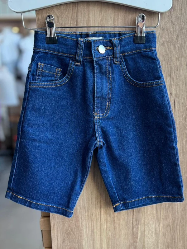 BERMUDA JEANS AJUSTE INTERNO BOLSO BÁSICO MENINO FAKINI JEANS ESCURO / 8