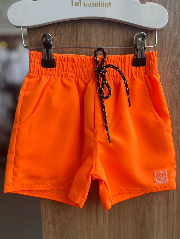 BERMUDA SHORT TACTEL BOLSO CORDÃO ELÁSTICO CÓS MENINO FAKINI LARANJA NEON / 12
