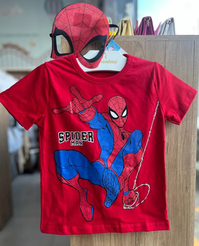 CAMISETA MANGA CURTA HOMEM ARANHA SPIDER MAN E MASCARA MENINO FAKINI Vermelho / 6