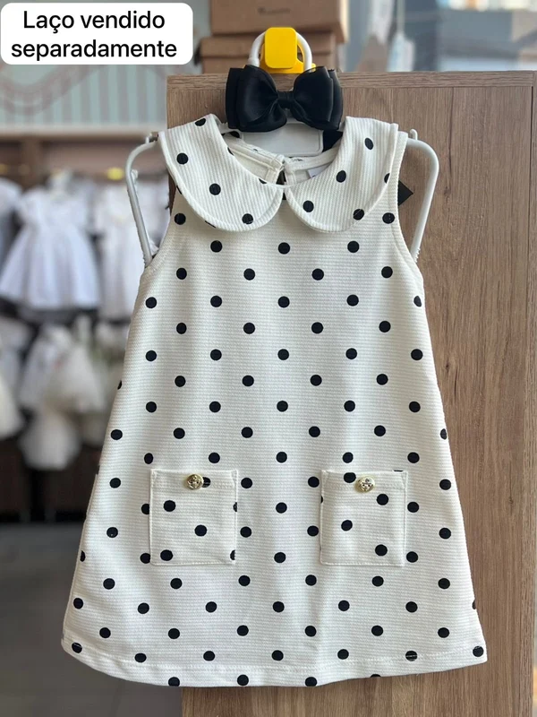 VESTIDO REGATA GOLA BABADOR POA BOLINHAS BOLSO RELEVO MENINA FAKINI OFF / 6