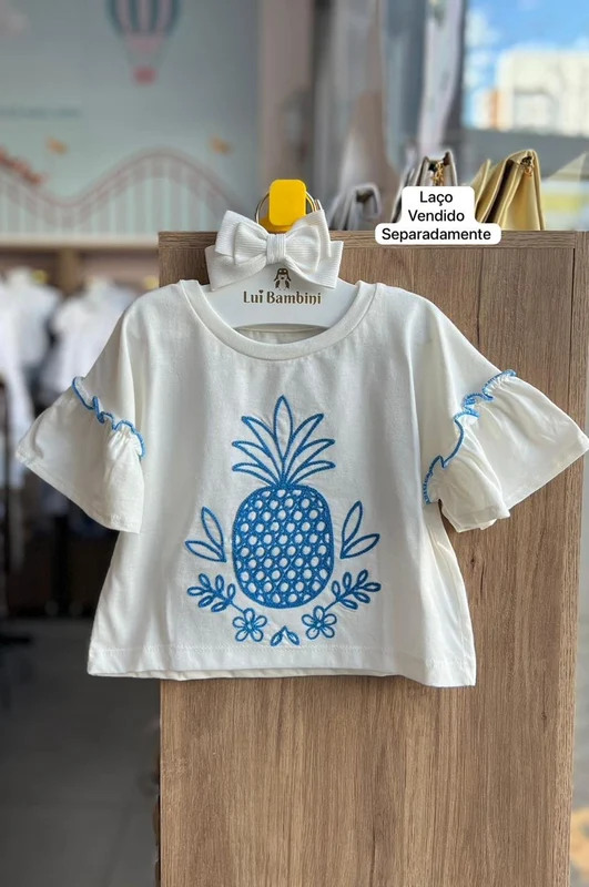 BLUSA MANGA CURTA BABADO ABACAXI BORDADO TRICO MENINA FAKINI OFF / 8