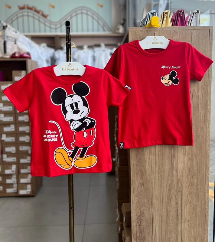 CAMISETA MANGA CURTA MICKEY MOUSE MINIMALISTA MENINO FAKINI VERMELHO / 4