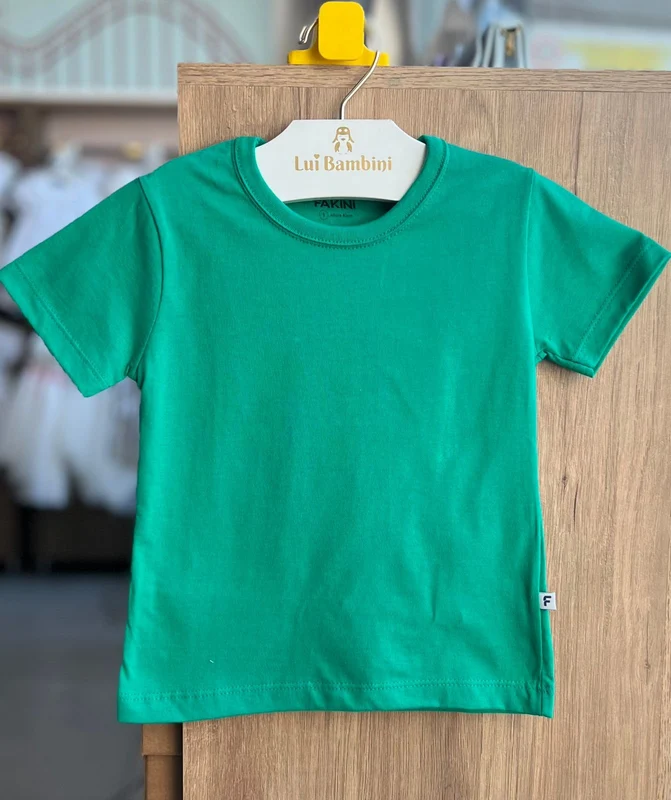 CAMISETA MANGA CURTA BÁSICA LISA MENINO FAKINI VERDE / 12