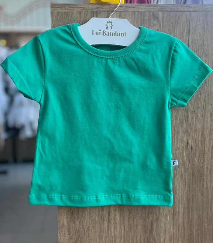 BLUSA MANGA CURTA LISO BÁSICO MENINA FAKINI VERDE / 8