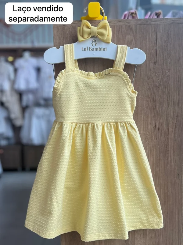 VESTIDO ALÇA BABADINHO MALHA PIPOQUINHA MENINA FAKINI Amarelo / 8